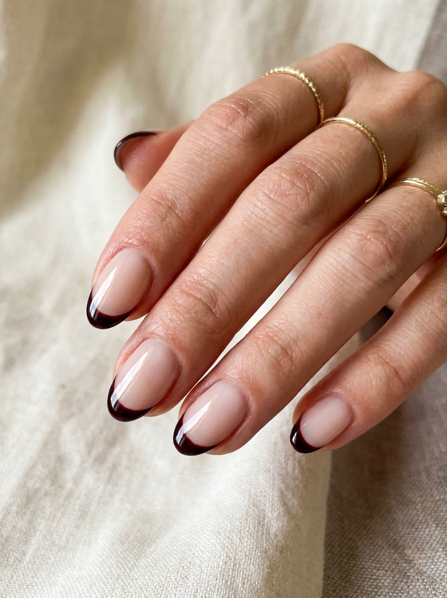 Black Cherry French Nails als Dark Fall Nails Inspiration 2026